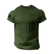 Wangxldd Usa Flag T Shirts for Men 4x-5x Patriotic Graphic Short Sleeve Tees Fourth Of July Plus Size Crew Neck Workout Tops 2024 Summer T-Shirts,Army Green 4XL