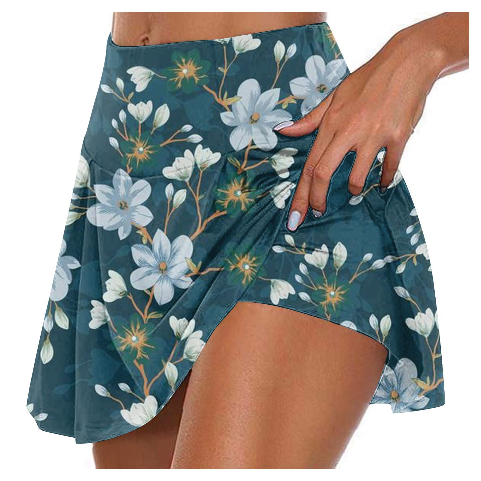 Wangxldd Women's Mini Tennis Skirts with Inner Shorts High Waisted Short Skirt Fake Two Piece