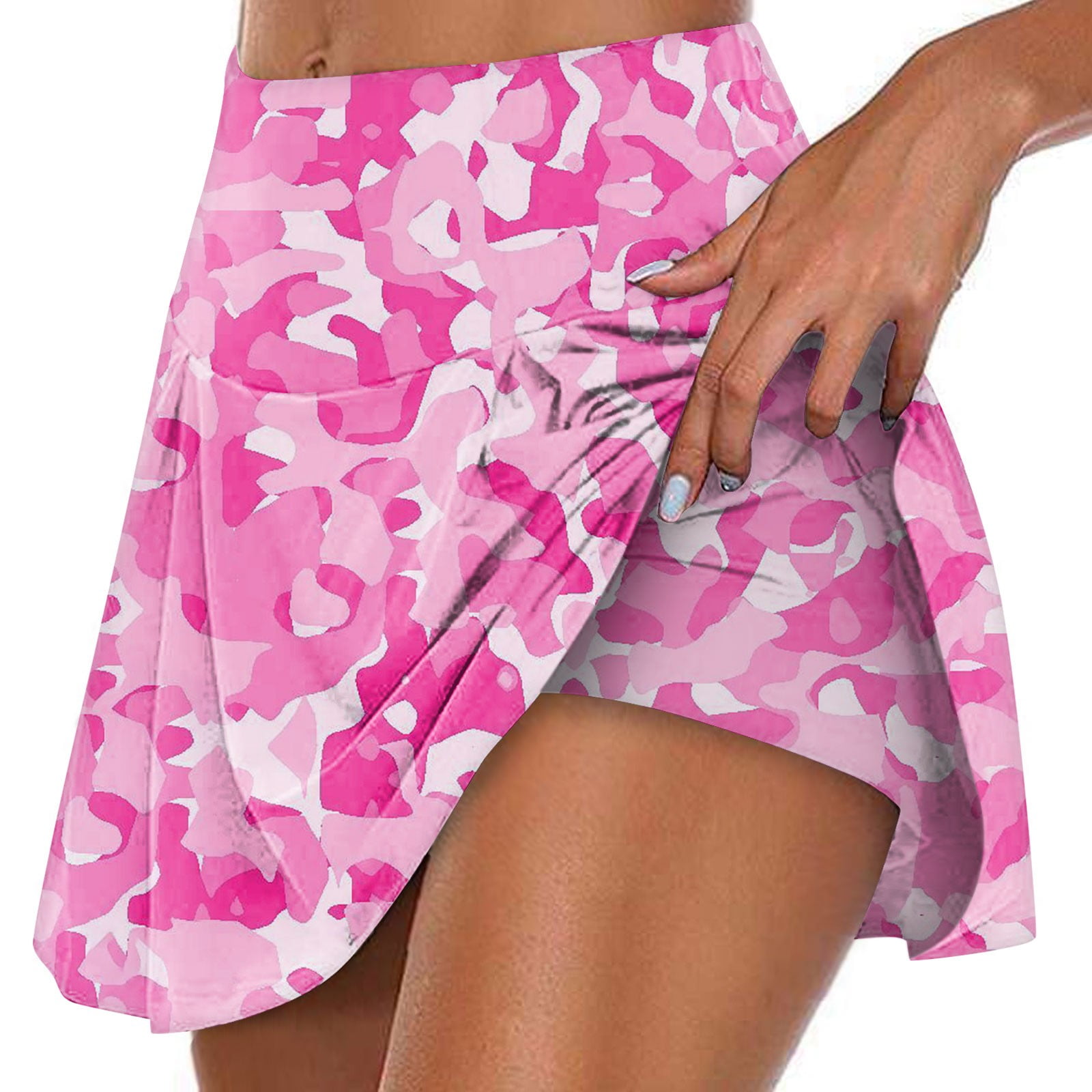 Wangxldd Women's Mini Tennis Skirts with Inner Shorts Versatile Flared Pleated Short Skirt