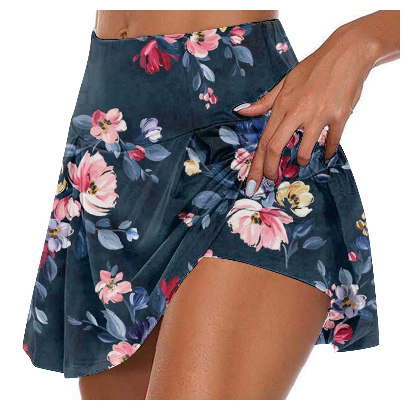 Wangxldd Women's Summer Pleated Skirts Athletic High Waisted Versatile Flared Skorts Skirts with