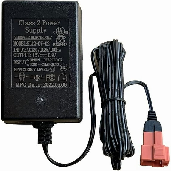 Wanhoo 12V 0.9A Battery Charger for Ride On Toys 12V Kids Ride On Car, SL12-07-02 12 Volt Battery Power Adapter Square Plug