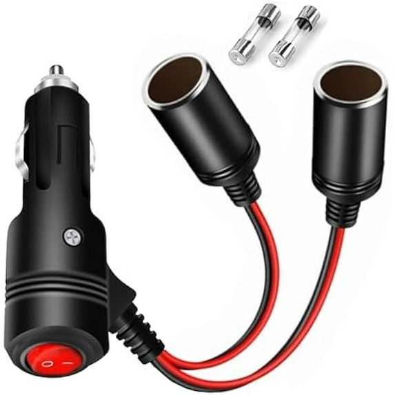 RIIEYOCA 39 inch 12 v 24 v Sigarettenaansteker Splitter Adapter met On Off Switch, Auto Sigarettenaansteker 1 Mannelijke naar 3 Vrouwelijke Sockets Y Splitter Power Kabel