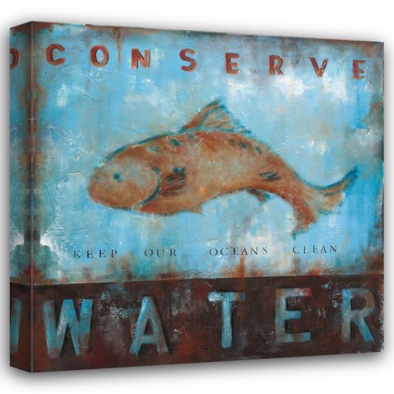 Wani Pasion 36x36 Gallery Wrapped Canvas Wall Art Titled - Conserve Water
