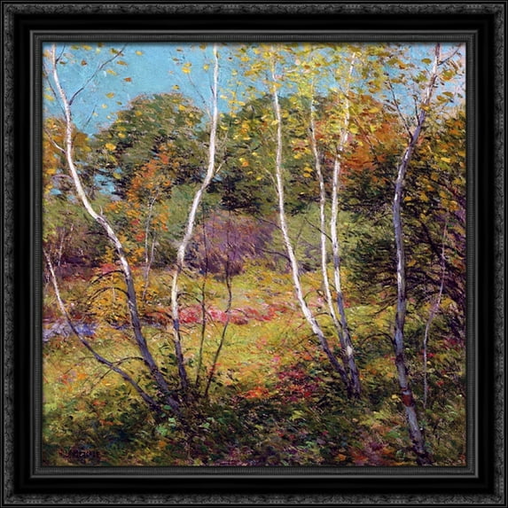 Waning Summer 28x28 Large Black Ornate Wood Framed Canvas Art by Willard Metcalf