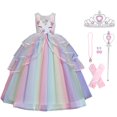 thumbnail image 1 of Wanke Girls Princess Dress Fancy Party Costume Dress up Wedding Birthday Party Gown for Age 2-11 Years Old, 1 of 8