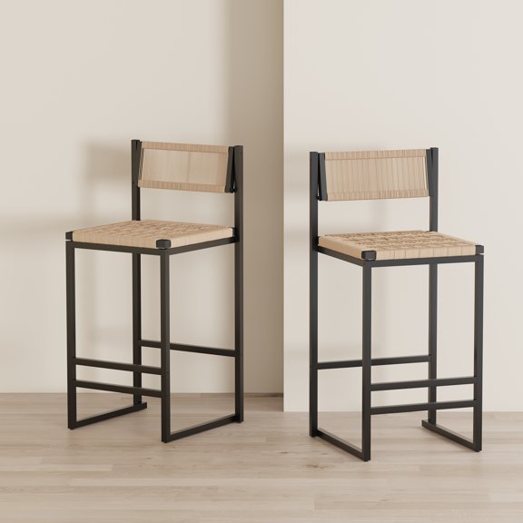 Wanling Luxurious Gold Frame Velvet Bar Stool with Armrests for Kitchen Island Home Bar Black