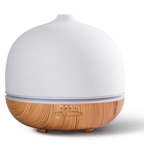Wanlola 500ml Essential Oil Diffuser, Ceramic Diffusers for Essential Oils Large Room Ceramic Aromatherapy Diffuser Cool Mist Humidifier with 10 Colors Lights & Waterless Auto-Off for Home Office Room