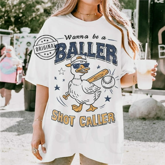 Wanna Be A Baller Shot Caller Shirt, Retro Baseball Shirt , Vintage Print Shirt, Baseball Boy Quote Shirt, Baseball Mom Shirt, Batter Batter Swing