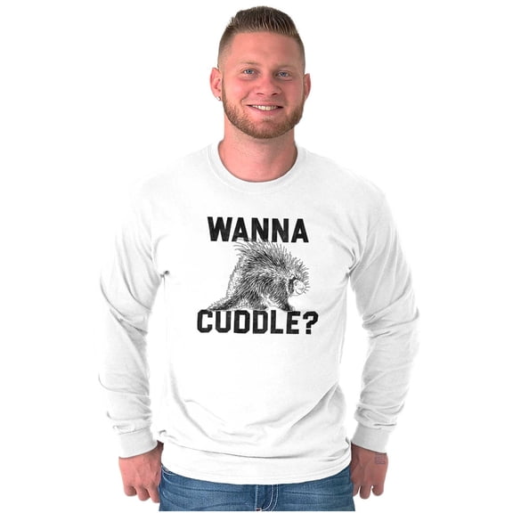 Wanna Cuddle Porcupine Animal Lover Long Sleeve TShirt Men Women Brisco Brands S