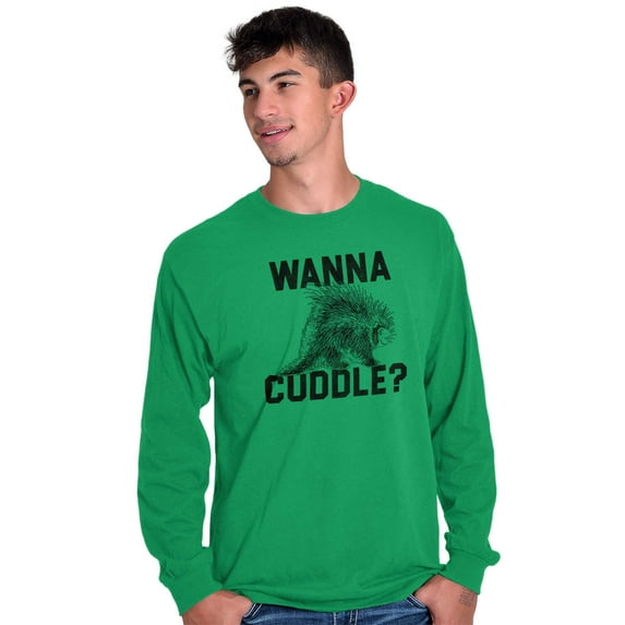 Wanna Cuddle Porcupine Animal Lover Long Sleeve TShirt Men Women Brisco Brands X