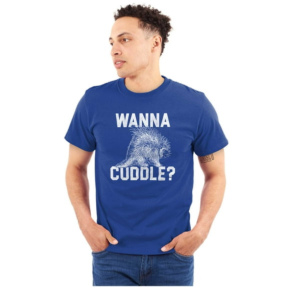 Wanna Cuddle Porcupine Animal Lover Men's Graphic T Shirt Tees Brisco Brands S