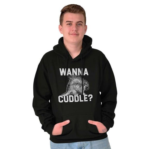 Wanna Cuddle Porcupine Animal Lover Unisex Plus Fleece Graphic Hoodie Brisco Brands 2X