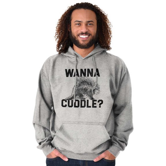 Wanna Cuddle Porcupine Animal Lover Unisex Plus Fleece Graphic Hoodie Brisco Brands 3X