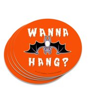 Wanna Hang Want Bat Funny Humor Novelty Coaster Set