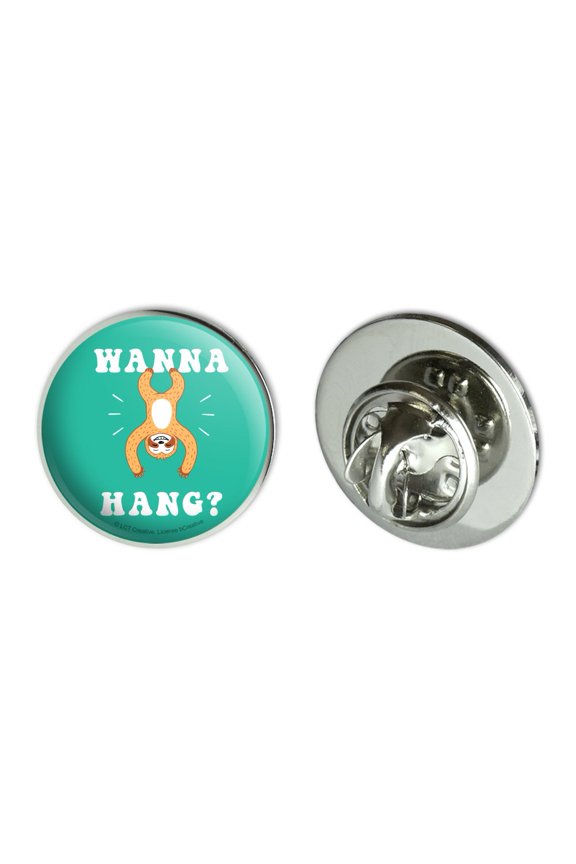Wanna Hang Want Sloth Funny Humor Metal 0.75" Lapel Hat Pin Tie Tack Pinback