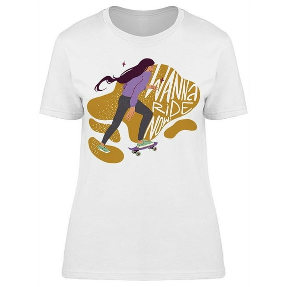 Wanna Ride Now, Purple Skater T-Shirt Women -Image by Shutterstock, Female Small