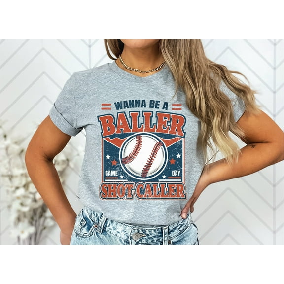 Wanna be a Baller Baseball Athletic Grey Unisex Graphic Tee