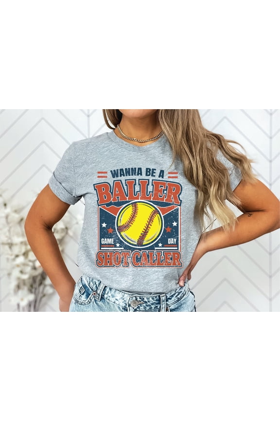 Wanna be a Baller Softball Athletic Grey Unisex Graphic Tee