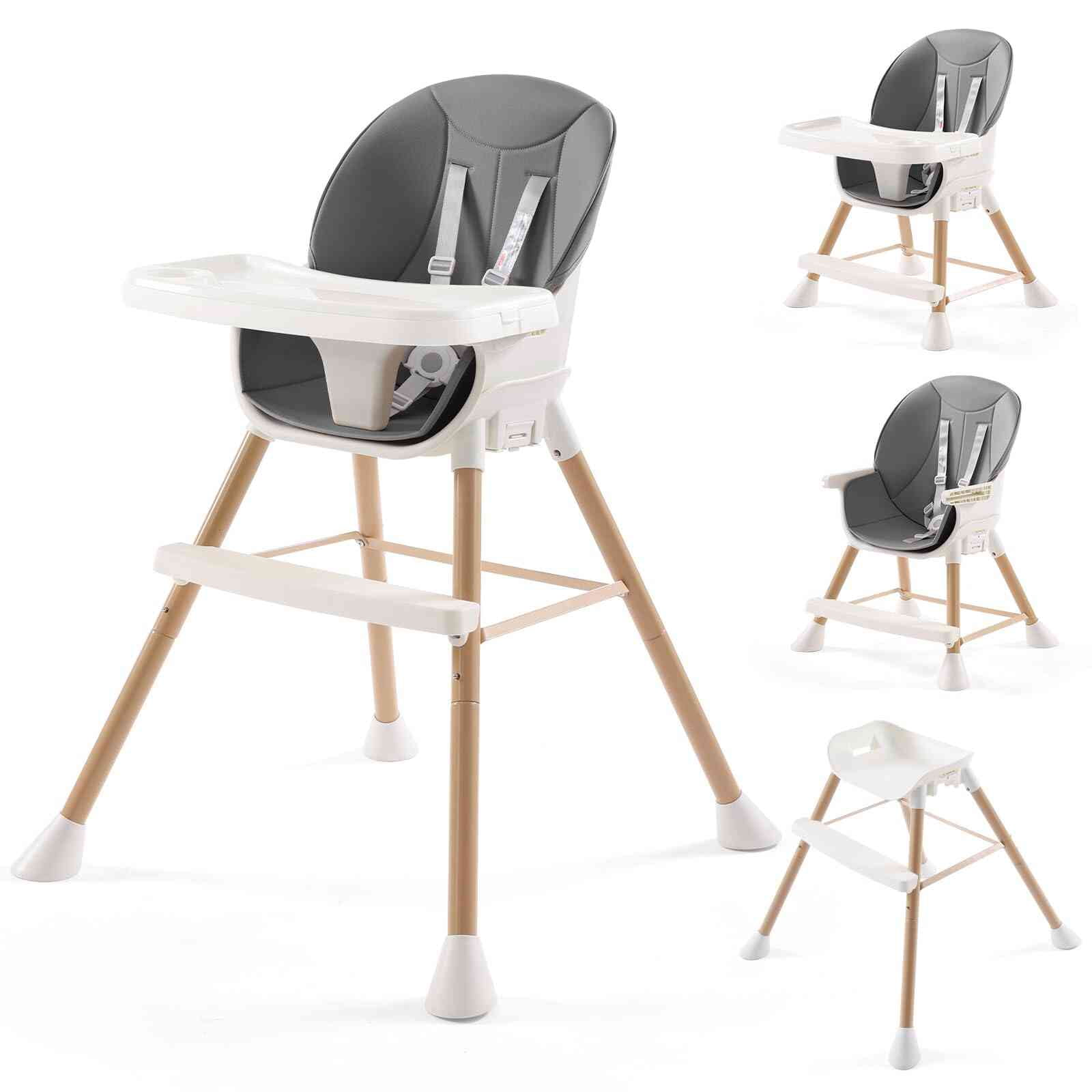 WannaToo 6 in 1 Convertible High Chair for Babies and Toddlers Baby High Chair with Double Safe Tray Infants Eating Chair with 5 Point Safety Harness for Boys Girls Dark Grey Walmart