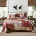 thumbnail image 1 of WannaToo Cotton Bedspread Quilt Set for All Season, Red Patchwork, Queen, 1 of 7
