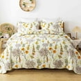 thumbnail image 1 of WannaToo Quilts Queen Size - 3 Piece Microfiber Quilt set Reversible Bedspreads Patchwork Coverlets Floral Bedding Set All Season, Yellow, 1 of 7
