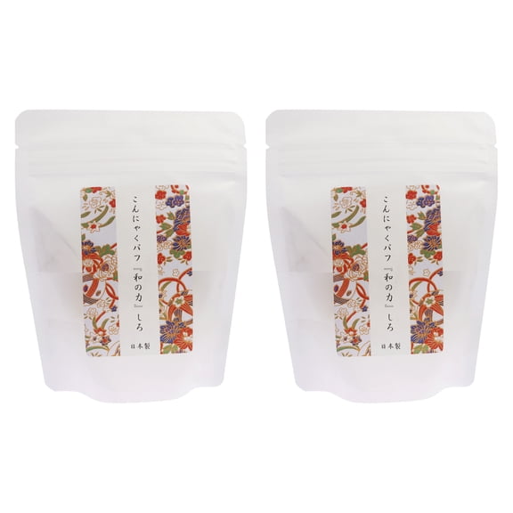 Wanochikara Konjac Puff - White - Pack of 2 , 1 Pc Sponge