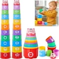 thumbnail image 1 of Wanonoo Baby Toys Stacking Cups for Babies 6-12 Months, Montessori Toys for 1 Year Old, Baby Bath Nesting Stacking Toys, Stackable Number Blocks Toys 6-12-18 Months, Birthday Gifts for 1 2 3 Year Old, 1 of 8
