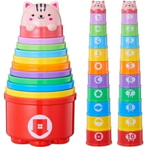 Wanonoo Baby Stacking Cups for Toddlers 1-3, Baby Stacking Toys Nesting Cups, Bath Toys, Sorting & Nesting Toys for 1 2 3 Years Old