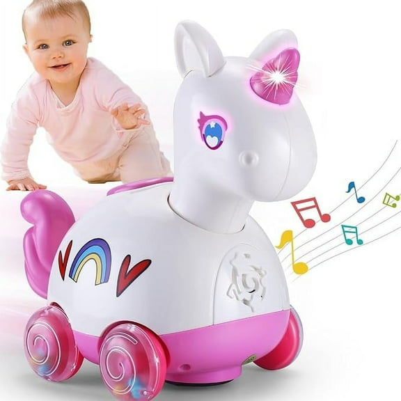 Wanonoo Crawling Unicorn Baby Toy for 6-12 Month, Tummy Time Development Learning Toys with Music & Lights for 6 7 8 9 10 11 12-18 Month, Toddler Birthday Gift for 1 2 Year Old Girls Boys