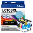 thumbnail image 1 of LC103XL Ink Cartridges Compatible for Brother LC103 LC 103 LC101 LC 101 to ues with MFC-J870DW MFC-J6920DW MFC-J6520DW Printer(5 pack), 1 of 7