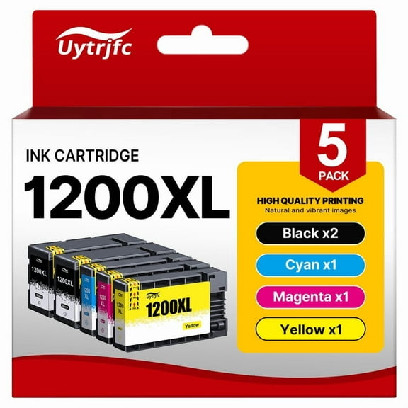 PGI-1200 1200XL 1200 Ink Cartridges Compatible for PGI-1200XL PGI-1200 XL to ues with MAXIFY MB2320 MB2020 MB2720 MB2120 MB2050 Printer(5 Pack)