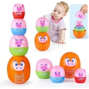 Wanonoo Baby Toys Stacking Cups for Babies 6-12 Months, Montessori Toys for 1 Year Old, Baby Bath Nesting Stacking Toys, Stackable Number Blocks Toys 6-12-18 Months, Birthday Gifts for 1 2 3 Year Old