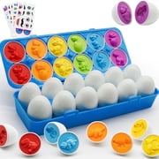 Wanonoo Easter Dinosaur Eggs Toys for Toddlers 1-3, Dino Egg Kids Color Sorting Shape Matching Game, Sensory Learning Montessori Toys for 1 2 3 Year Old Boy Girl Easter Basket Stuffers Birthday Gift