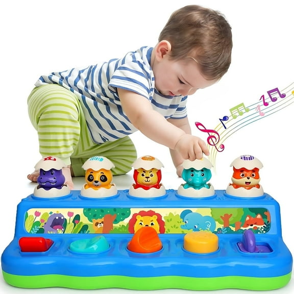 Wanonoo Interactive Pop Up Toys for 1 Year Old Boys Girls Birthday Gifts, Montessori Cause and Effect Toys, Early Learning Musical Baby Toy 6-12 Months, Sensory Toys for Infant Baby 9-12-18 Months