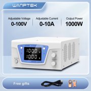 Wanptek Adjustable DC power supply 0 100 V 0 10 A, high-power regulated benchtop power supply 1000 W with output buttons for laboratory