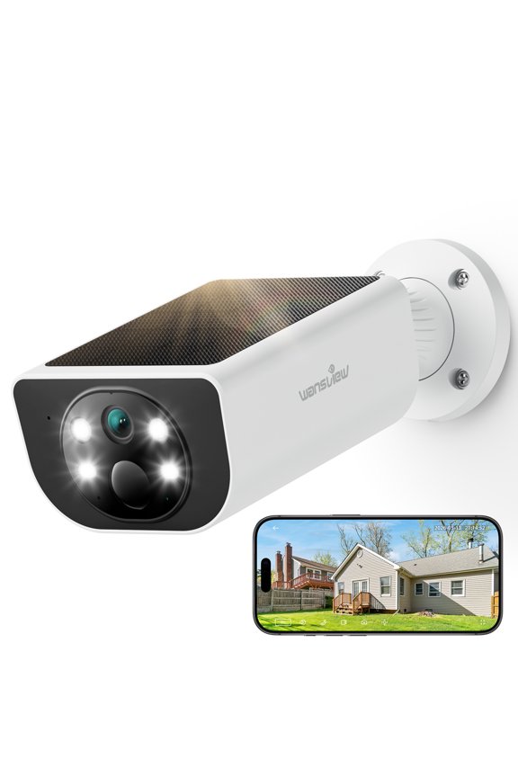 2K Security Camera Outdoor, IP65 Solar Camera Outdoor Wireless, Wireless Cameras for Home Security with Color Night Vision, Two-Way Audio, PIR Alert, 2.4G WiFi Only