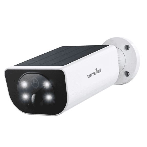 WANSVIEW 2K Security Camera Outdoor, IP65 Solar Camera Outdoor Wireless, Wireless Cameras for Home Security with Color Night Vision, Two-Way Audio, PIR Alert, 2.4G WiFi Only