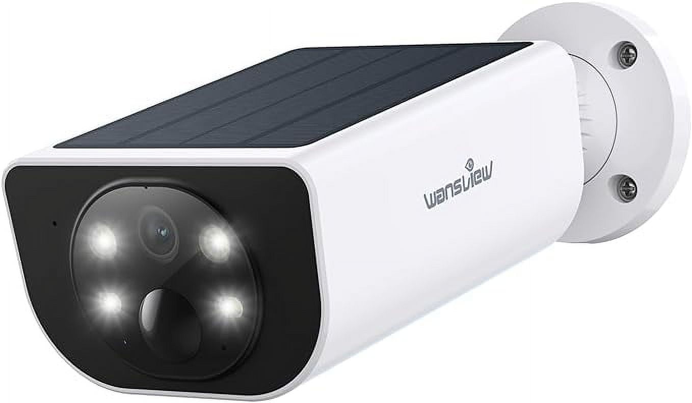 Wansview 2K Solar Camera WiFi Outdoor Wireless With Spotligt, Waterproof, PIR Alert, Siren, Color Night Vision, Two-Way Audio