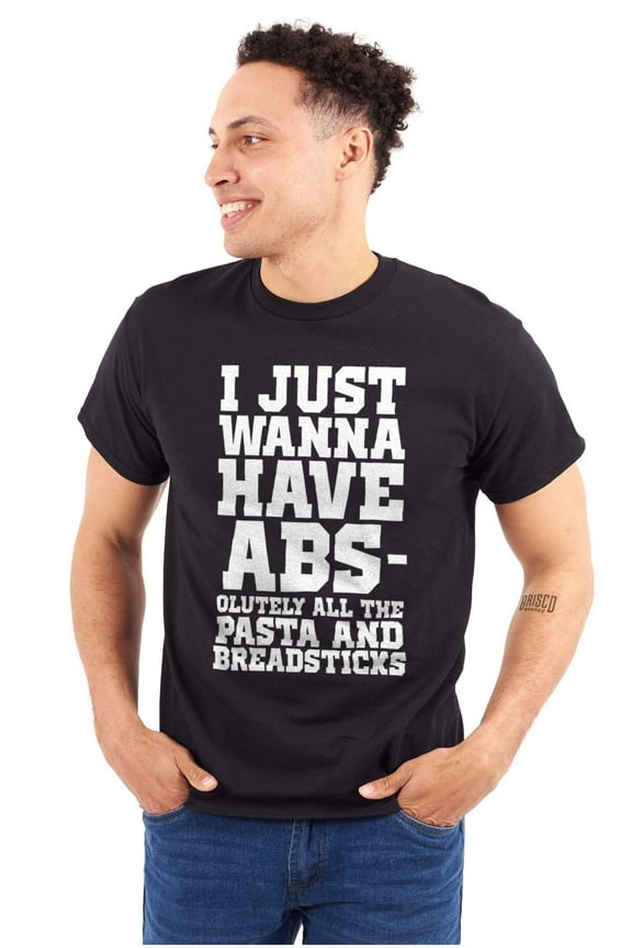 Want Abs Funny Working Out Cardio Gym Men's Graphic T Shirt Tees Brisco Brands L