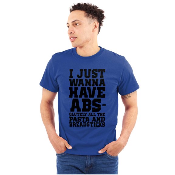 Want Abs Funny Working Out Cardio Gym Plus Size Crewneck Graphic Tee Shirt Brisco Brands 2X