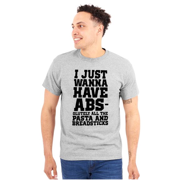 Want Abs Funny Working Out Cardio Gym Plus Size Crewneck Graphic Tee Shirt Brisco Brands 2X