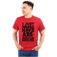 thumbnail image 1 of Want Abs Funny Working Out Cardio Gym Plus Size Crewneck Graphic Tee Shirt Brisco Brands 2X, 1 of 5