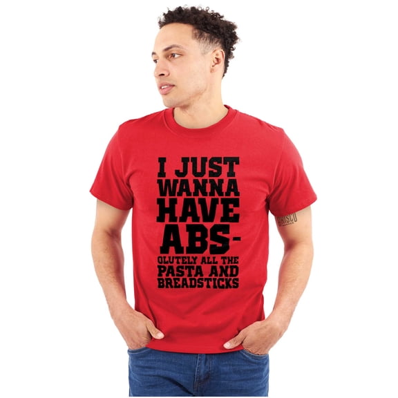 Want Abs Funny Working Out Cardio Gym Plus Size Crewneck Graphic Tee Shirt Brisco Brands 3X