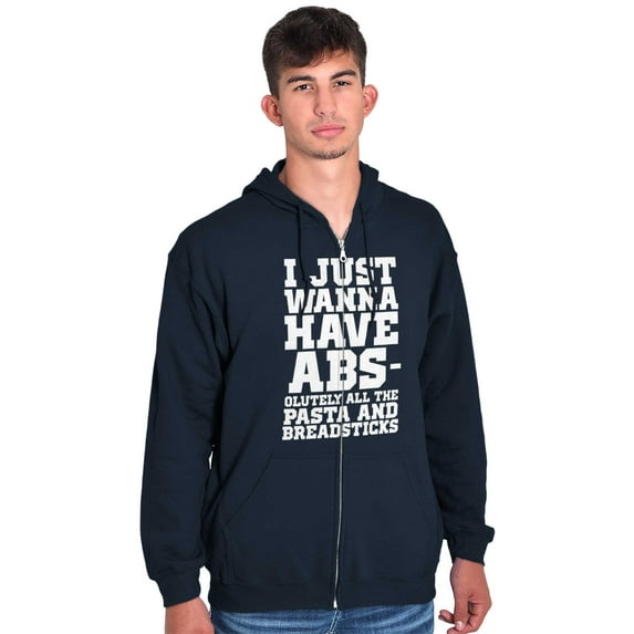 Want Abs Funny Working Out Cardio Gym Unisex Fleece Graphic Zip Up Hoodie Brisco Brands 4X