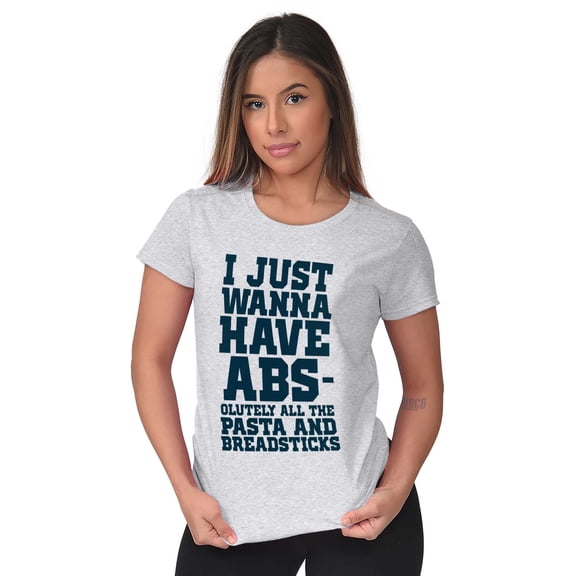 Want Abs Funny Working Out Cardio Gym Womens Fitted Plus Size Graphic Tee Brisco Brands 2X