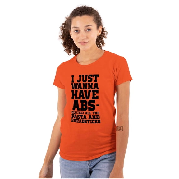 Want Abs Funny Working Out Cardio Gym Womens Slim Fit Graphic Tee Brisco Brands S