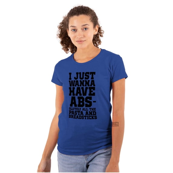 Want Abs Funny Working Out Cardio Gym Womens Slim Fit Graphic Tee Brisco Brands X