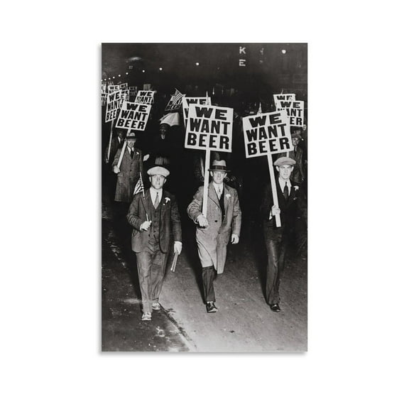 We Want Beer Prohibition Protest Vintage Retro Drink Cool Thing Canvas Wall Art Poster Decorative Bedroom Modern Home Print Picture Artworks Posters 20x30inch(50x75cm)