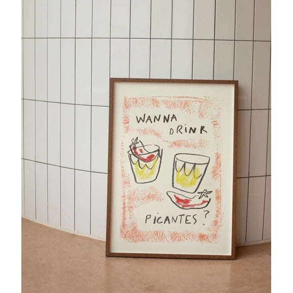 Want To Drink Picante Wall Print? Cocktail Poster Drinks Art Print Kitchen House Artwork House Poster