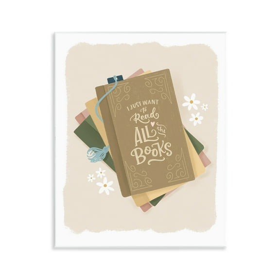 Stupell Industries Want To Read All The Books Wall Plaque Art, design by Sandra Picco, 14 x 11